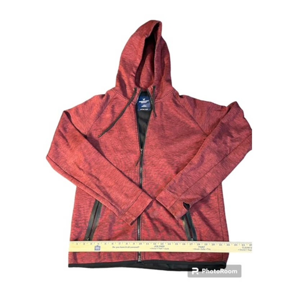 American Eagle Mens Large Burgundy Active Flex Zip up Hoodie Jacket EUC - Picture 4 of 5